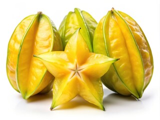 Fototapeta premium Fresh Starfruits on Solid White Background