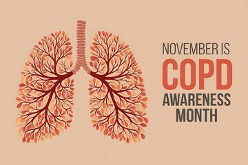 Creative COPD Awareness Month Design with Lungs and Autumn Leaves