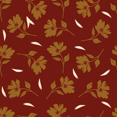 Seamless pattern with floral motifs. Vector illustration.