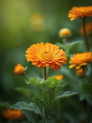 orange flower of calendula