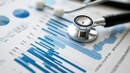 Medical financial and doctor analyzing graph