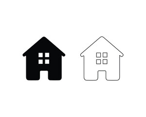 Home icon with thin line on white background