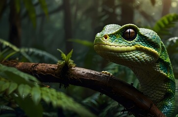 Fototapeta premium Green Lizzard Face Closeup