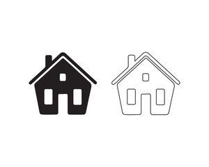 Home icon with thin line on white background