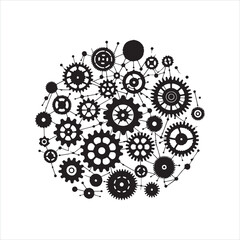 Gears silhouette on white background
