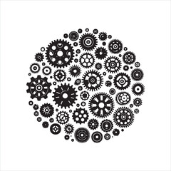 Gears silhouette on white background
