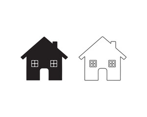 Home icon with thin line on white background
