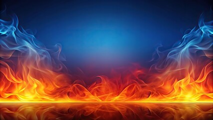 Minimalist abstract design featuring fiery and cool tones in swirling patterns