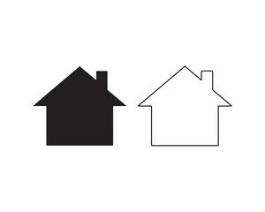 Home icon with thin line on white background