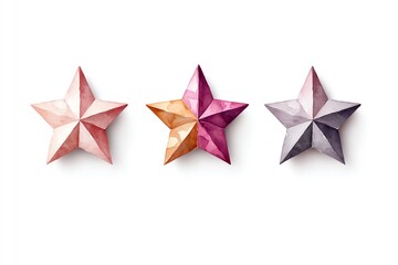 Obraz premium A collection of three geometric star shapes in soft pastel colors, perfect for decorative designs and creative projects.
