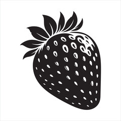 Fresh Strawberries silhouette on white background
