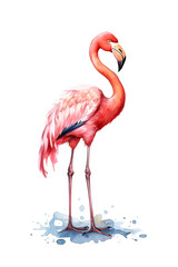 Fototapeta premium Graceful flamingos depicted in watercolor style