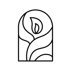 Candle vector line art logo aesthetics design Elegant Spa Icon. Soothing Light Symbol for Wellness and Relaxation.