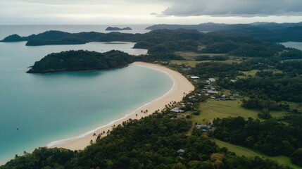 Fototapeta premium Aerial View of Scenic Tropical Beach and Coastline