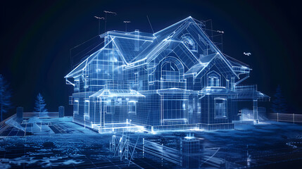 house in the snow and night genarated AI