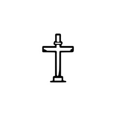 Cross of black and white colors, unusual shape, symbol of Christianity icon.