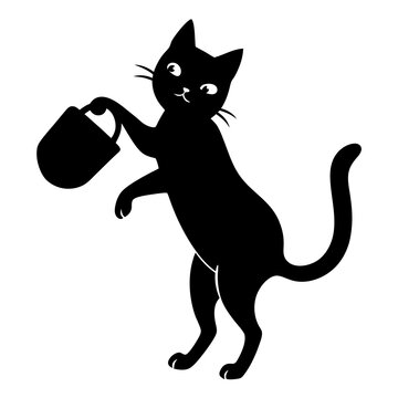 black cat holding bucket
