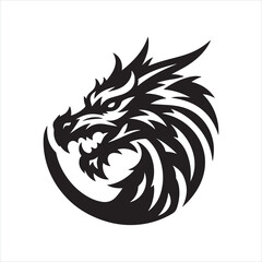 Logo face of a dragon, emblem silhouette on white background
