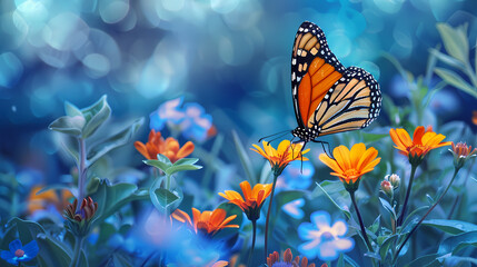 painted butterfly on a flower generted AI