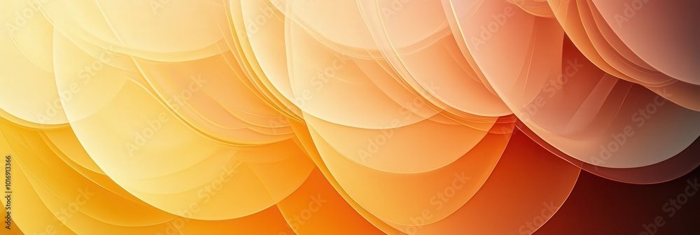 Poster Warm hues of orange and yellow blend in a striking abstract pattern of overlapping circles, creating a visually captivating composition that's both modern and inviting