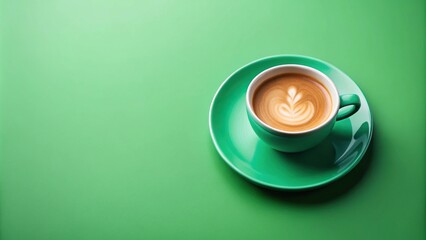 Minimalist cup of coffee in a green saucer