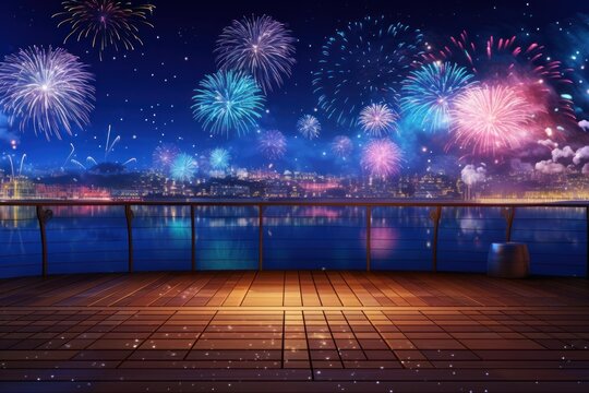 Fireworks festival night architecture cityscape.