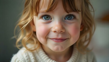 Close up portrait of a young Caucasian girl child 