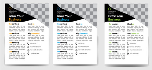 Corporate business flyer template design set with blue geometric shapes , magenta, red and yellow color. marketing, business proposal, promotion, advertise, publication , Modern flyer design vector 