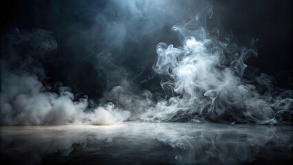 Minimalist dark smoke misty fog isolated on white background