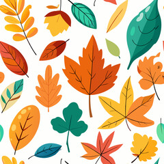 autumn leaves seamless pattern vector, svg