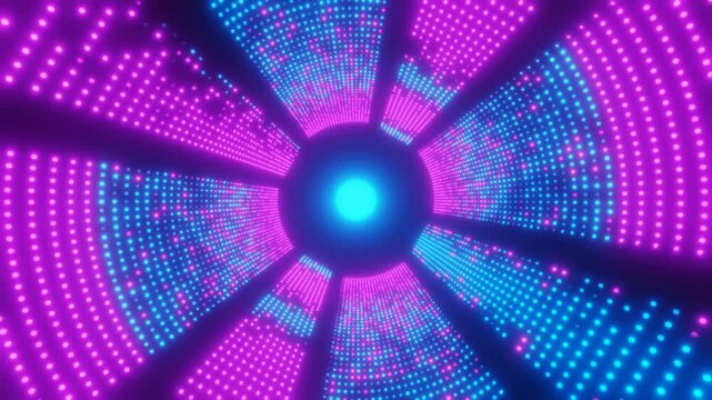 Blue and purple neon dots circle vj loop animation