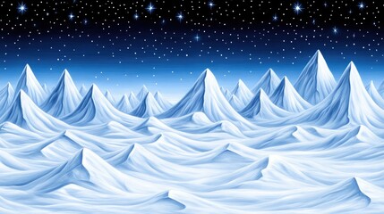 Serene Winter Landscape Under Starry Night Sky