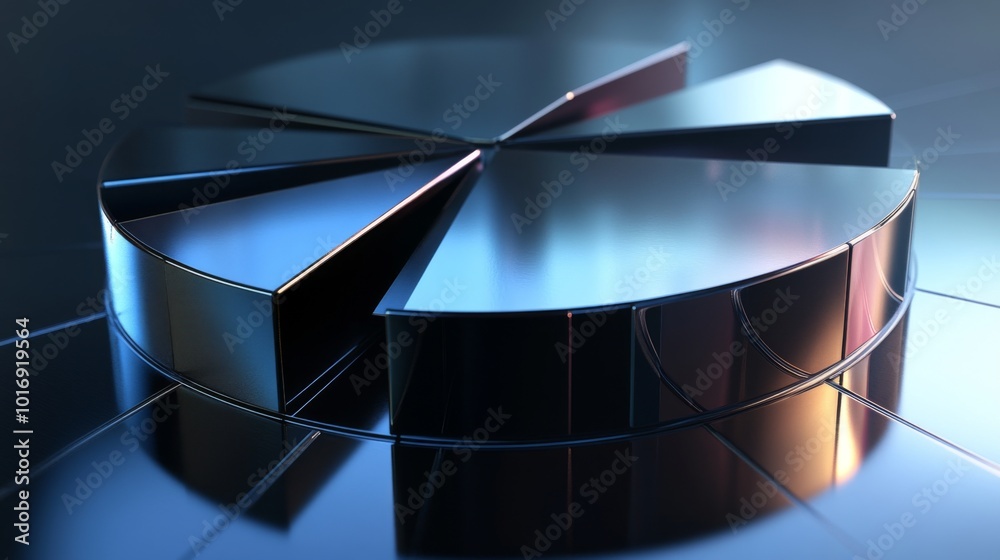 Aufkleber sleek metallic pie chart on reflected surface