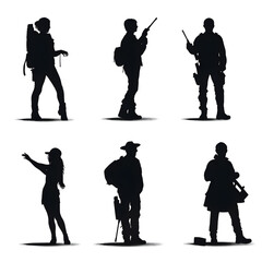 people silhouette isolated human person male female business black generative Ai.