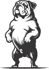 Obraz premium Standing on hind legs bulldog silhouette vector design.