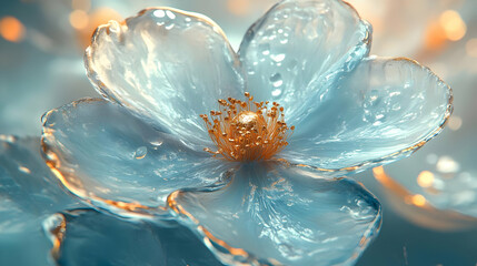 Glass Flower Abstract 3D Illustration
