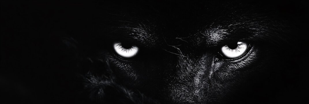 black background with an dangerous animal white eyes watching
