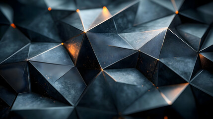 Abstract 3D Background -  Geometric Shapes, Black and Gold