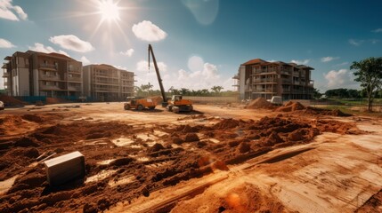 Fototapeta premium Construction Site Under Sunny Skies