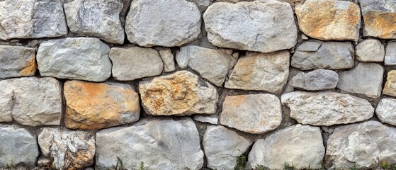 Fototapeta premium Texture of a stone wall. Old castle stone wall texture background. Stone wall as a background or texture. Part of a stone wall