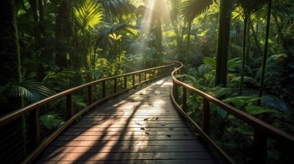 Obraz premium Sunbeams Through The Jungle Path