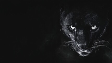 black background with an dangerous animal white eyes watching