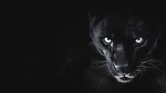 black background with an dangerous animal white eyes watching