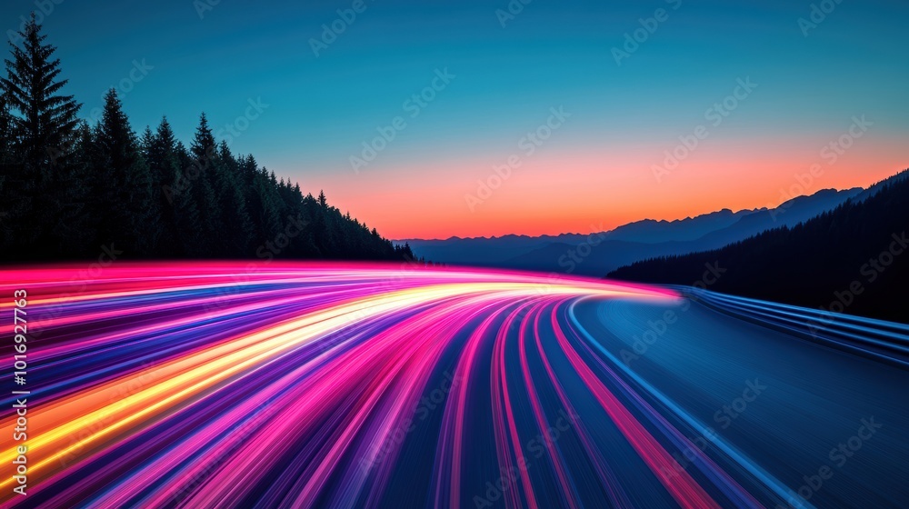 Wall mural a trail of light left by a speeding car, its streaks of color creating a sense of motion and energy.