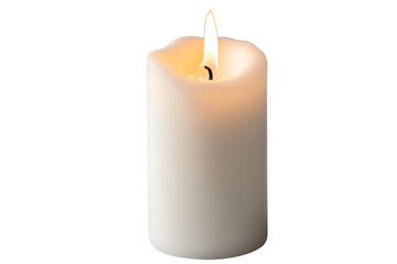 Lit White Candle on a white Background