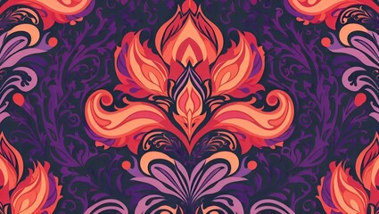 Vibrant Floral Pattern Art Deco Inspired Colorful Design Elements
