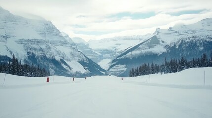 Snowy Mountain Road with Breathtaking Views