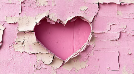 Heart-Shaped Hole in Pink Wall