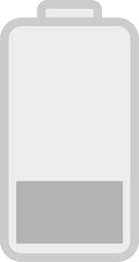 Gray battery icon. Weak battery icon.