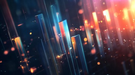 Fototapeta premium Abstract Light Rays and Digital Patterns in Motion